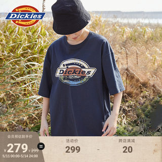 Dickies24春夏新品 大logo印花 纯棉宽松圆领短袖T恤 男女情侣