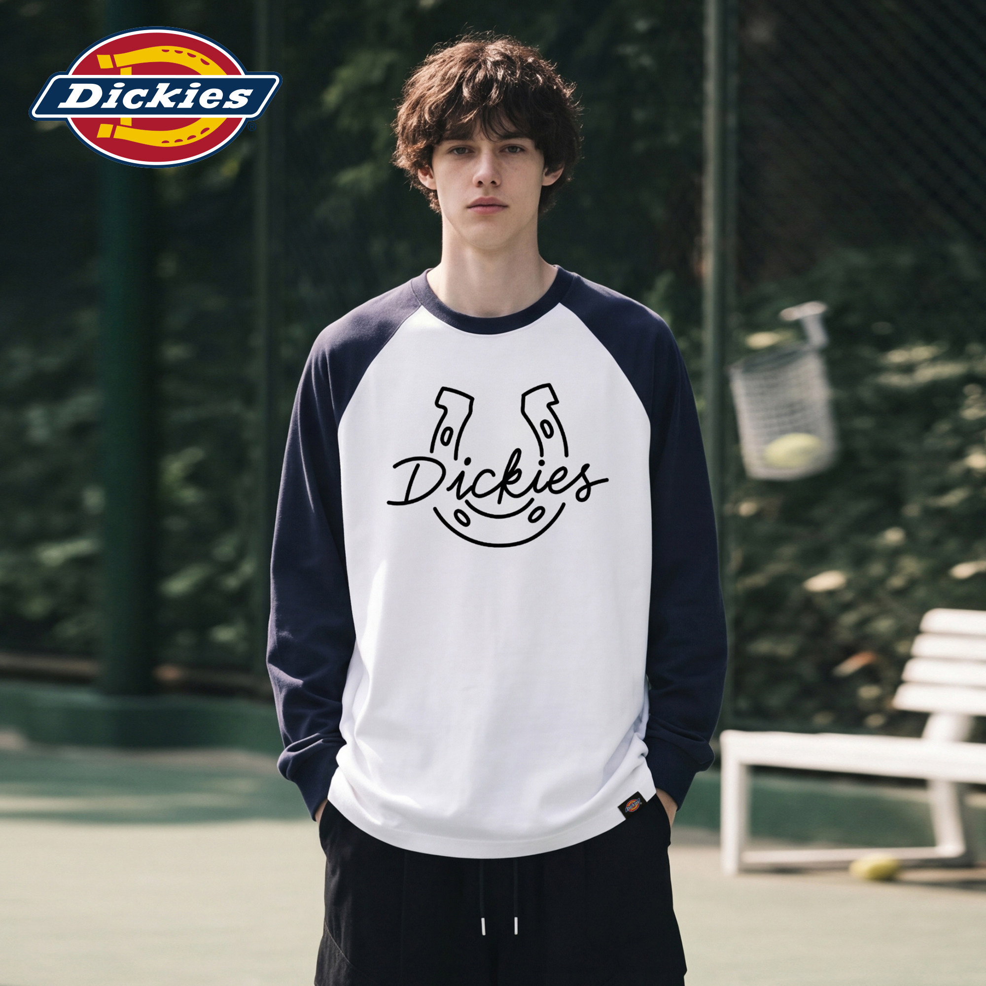 Dickies帝酷适马蹄铁印花长袖T恤男生秋季潮牌重磅纯棉打底上衣M