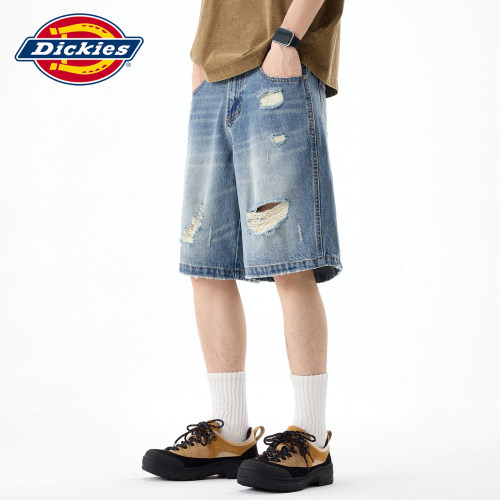 Dickies美式复古破洞牛仔短裤