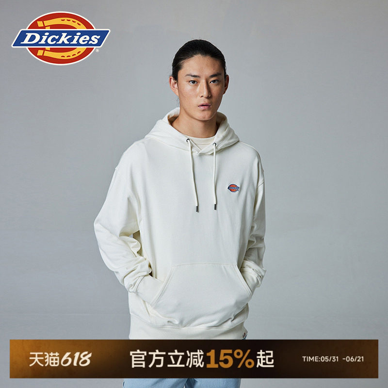 Dickies帝酷适logo贴布绣春秋休闲连帽毛圈美式卫衣宽松男女情侣J