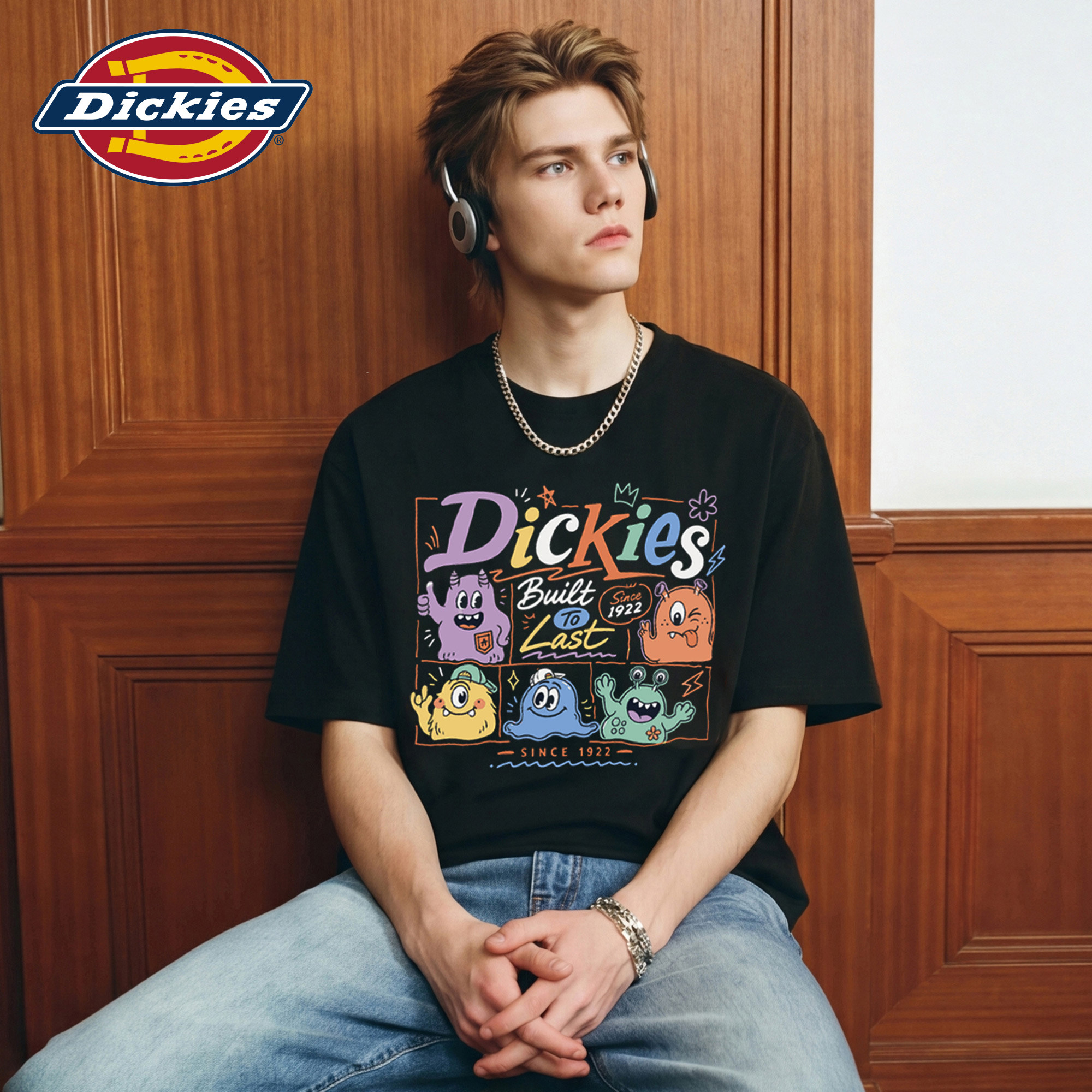 Dickies帝酷适纯棉短袖T恤男夏季美式趣味印花潮牌半袖情侣上衣M
