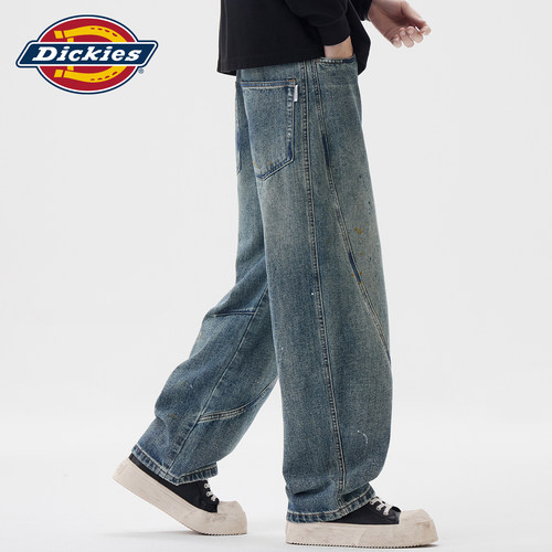 Dickies解构拼接泼墨水洗牛仔裤