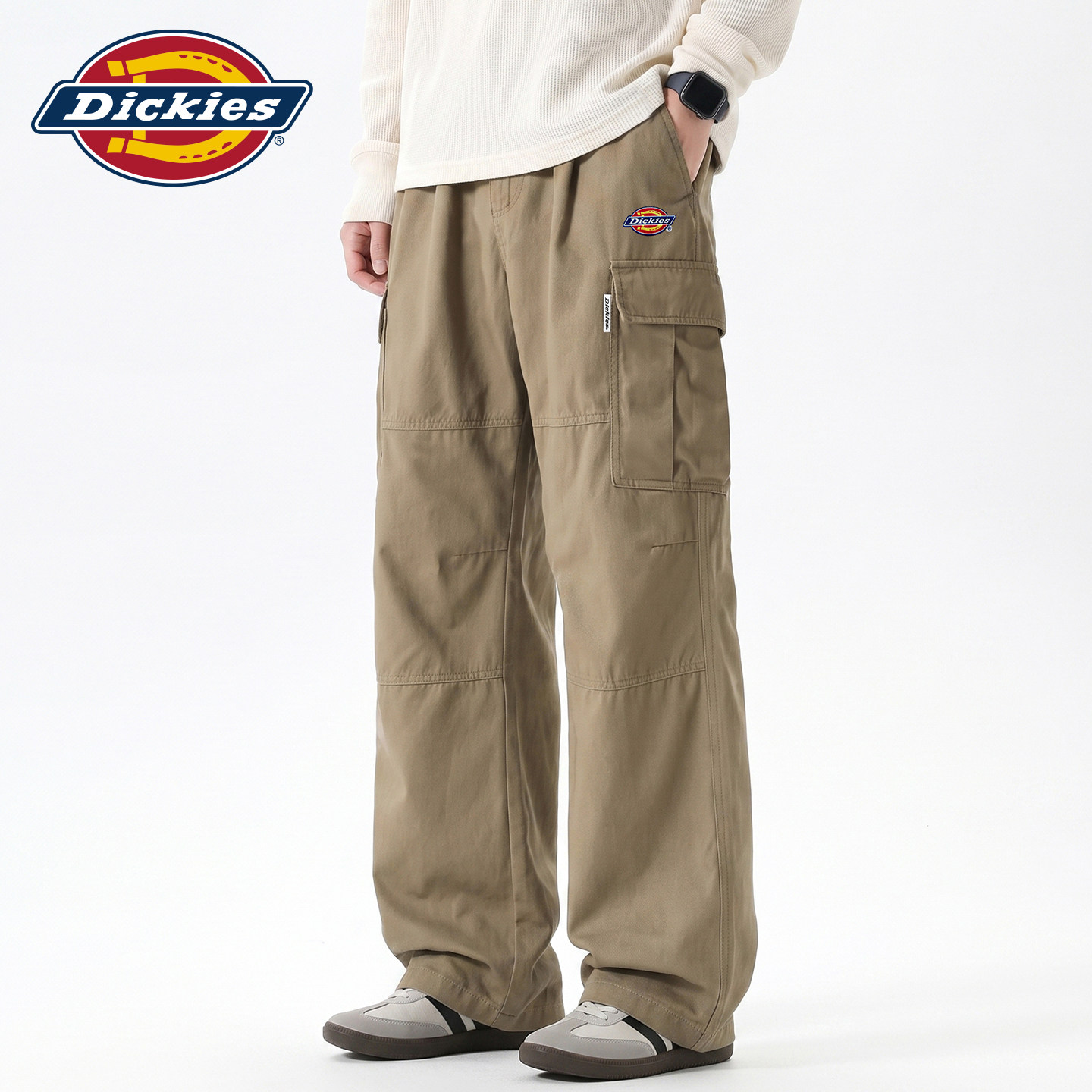Dickies帝酷适褶皱多口袋工装裤男士秋季潮牌直筒宽松梭织休闲裤Y