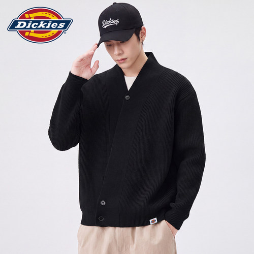 Dickies潮牌国风斜扣V领针织开衫