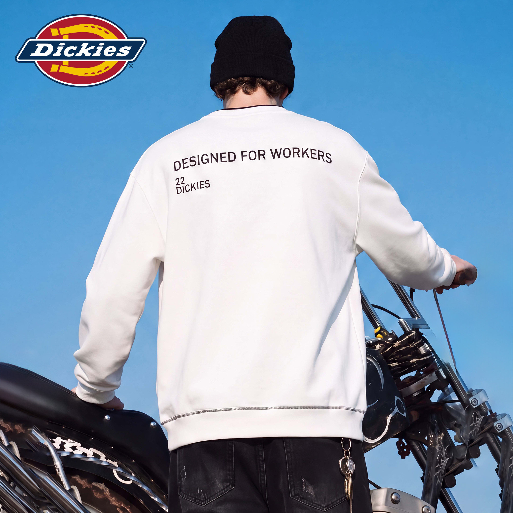 Dickies帝酷适美式圆领卫衣男秋季后背字母印花宽松休闲套头上衣M