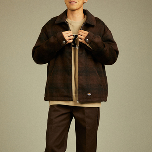 Dickies帝酷适2025年春夏款格子条纹休闲夹保暖外套宽松男女情侣