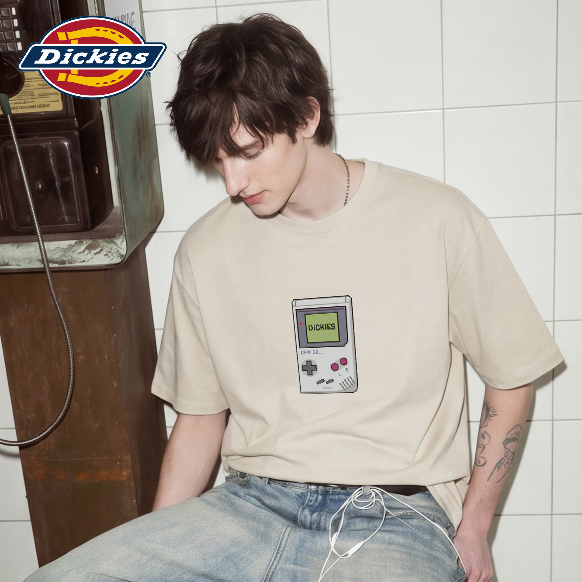 Dickies帝酷适重磅纯棉短袖T恤男士夏季潮牌宽松游戏机印花上衣M