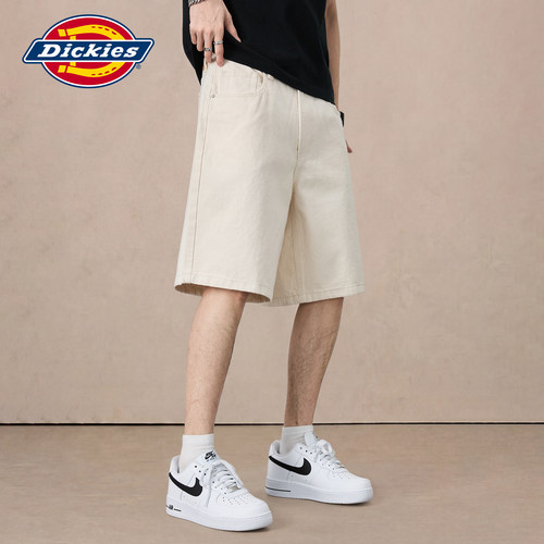 Dickies帝酷适夏季休闲牛仔短裤男宽松纯棉直筒中裤百搭五分裤子M