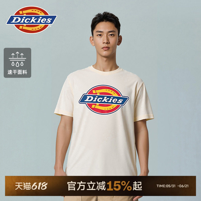 Dickies帝酷适秋马蹄铁LOGO高密度印花经典三色速干短袖T恤男女J