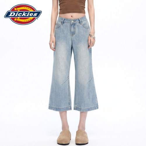 Dickies帝酷适亚麻微喇七分裤女Y