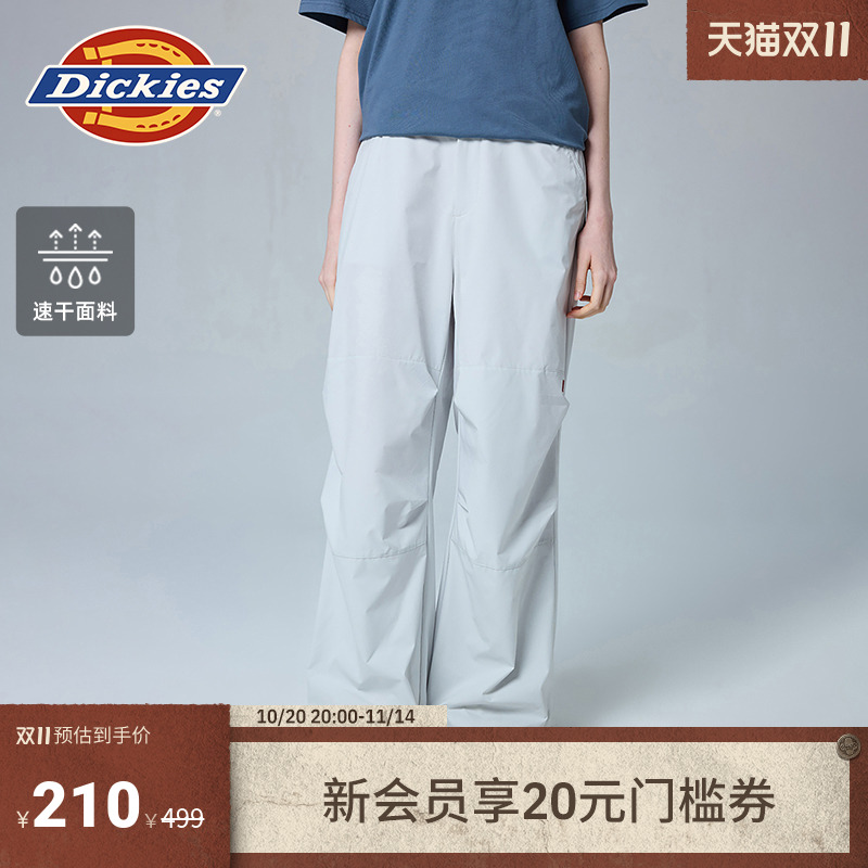 Dickies25秋冬宽松速干双膝裤 松紧腰围女式休闲裤降落伞裤工装裤