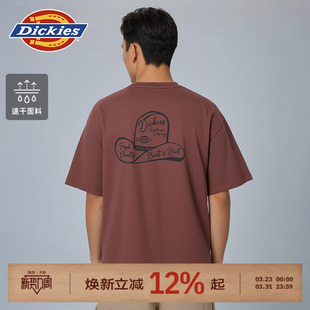 Dickies帝酷适26春夏新水洗面料背后大图案印花短袖 T恤男女情侣J