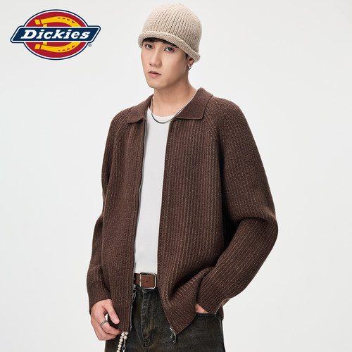 Dickies男秋季翻领拉链针织毛衣