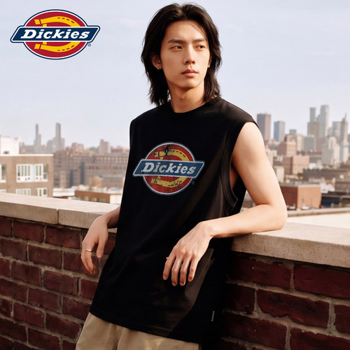 Dickies帝酷适坎肩背心男夏季潮牌纯棉百搭圆领印花无袖T恤上衣M