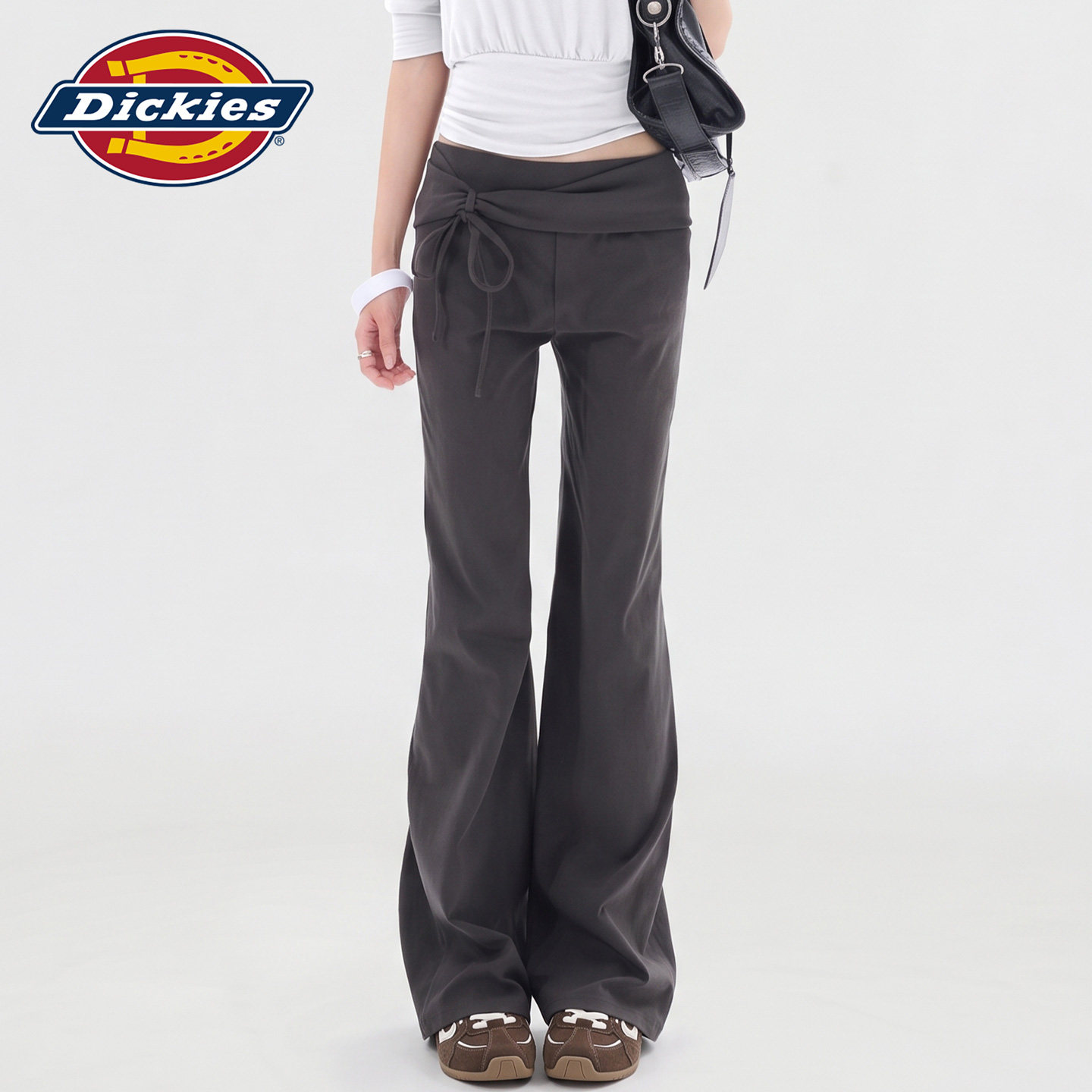 Dickies帝酷适韩系少女低腰绑带微喇休闲裤女叠穿显瘦垂感长裤子Y