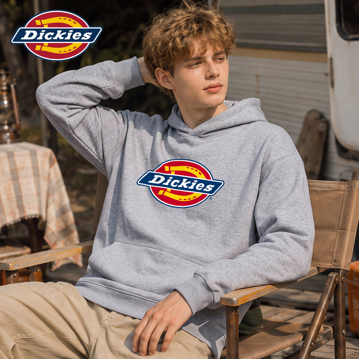 Dickies帝酷适潮牌新款连帽卫衣男士秋季经典字母印花百搭上衣服Y