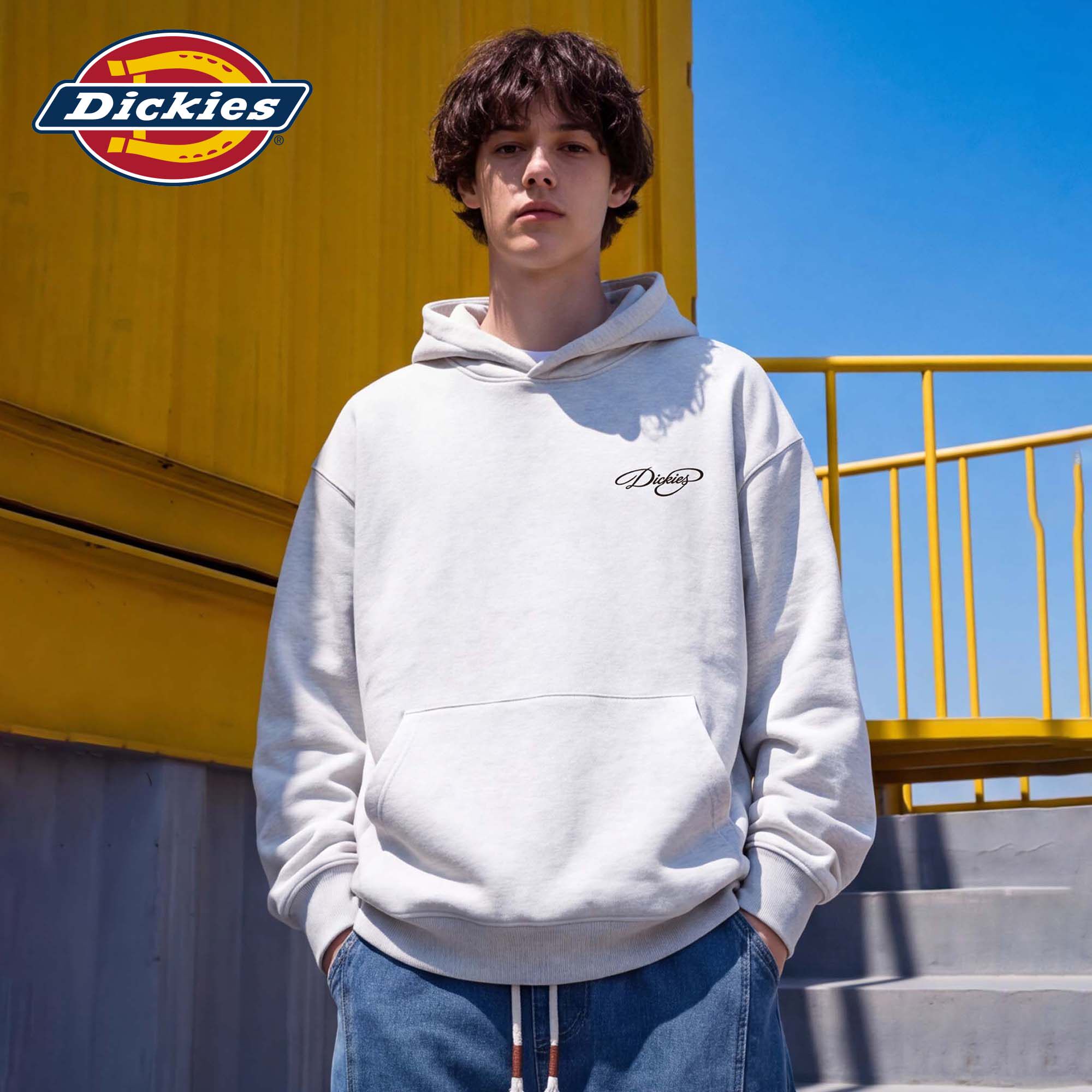 Dickies帝酷适美式宽松字母印花连帽卫衣男秋季潮牌休闲帽衫上衣M