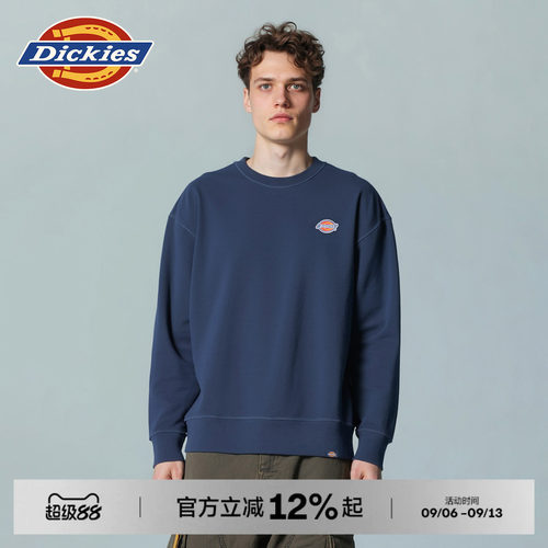 Dickies三色logo贴布绣圆领卫衣
