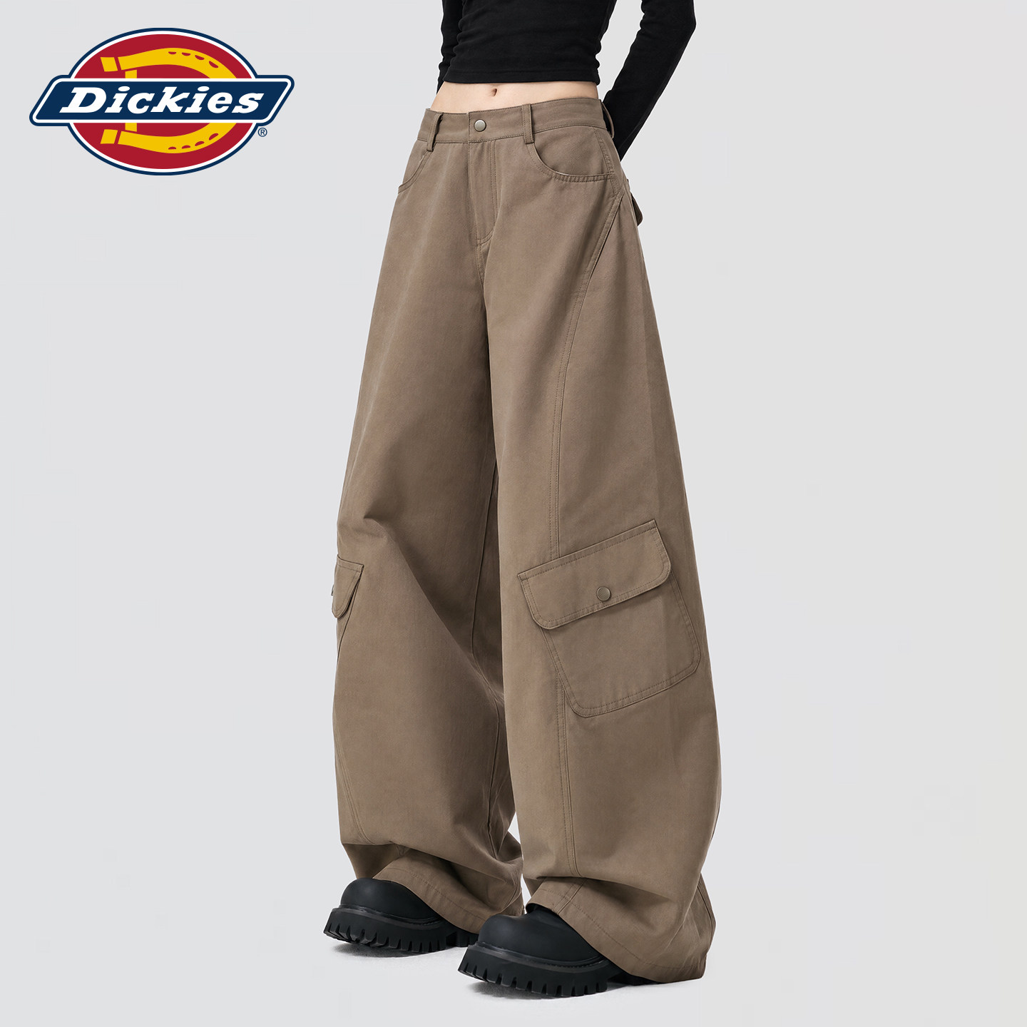 Dickies帝酷适工装风多口袋阔腿裤女2026秋季美式风宽松显瘦长裤m