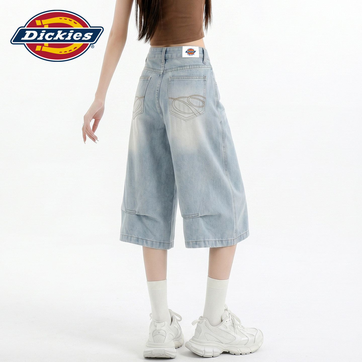 Dickies帝酷适美式褶皱七分裤女Y图片