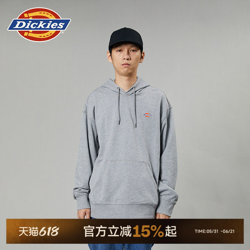 Dickies帝酷适logo贴布绣春秋休闲连帽毛圈美式卫衣宽松男女情侣J
