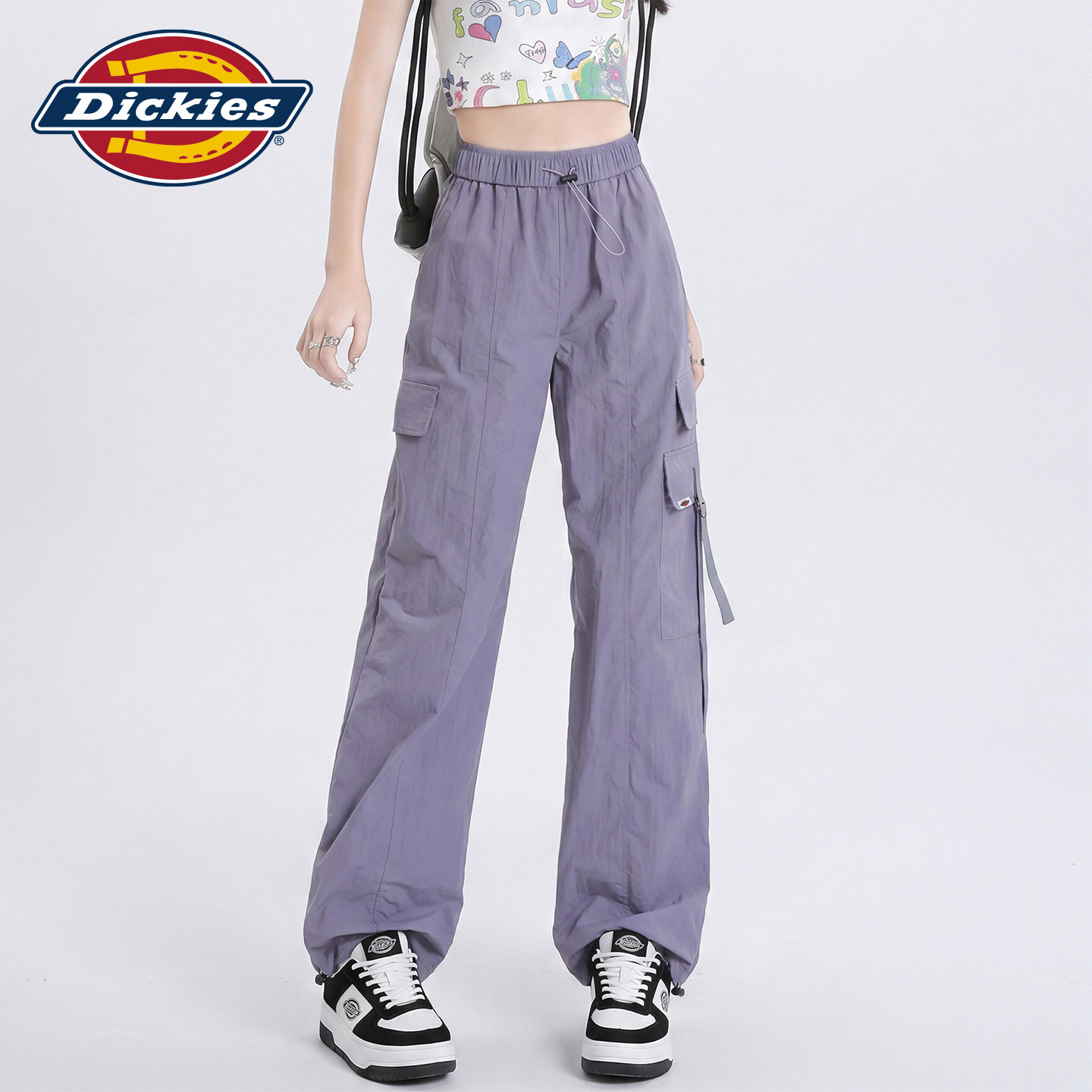Dickies帝酷适美式登山防晒工装休闲裤女夏季松紧腰多口袋直筒裤Y