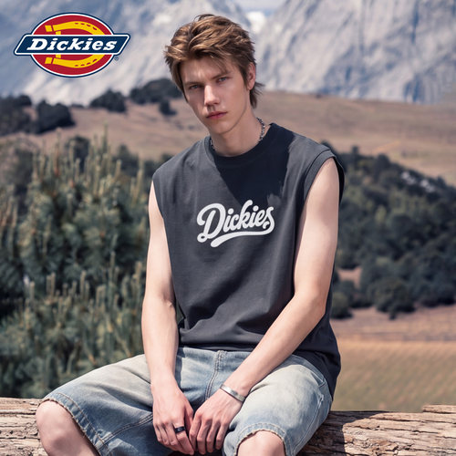 Dickies运动坎肩背心男夏季黑色