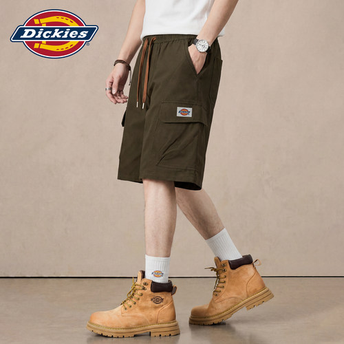Dickies帝酷适绿色多口袋工装短裤男士夏季宽松直筒休闲五分裤M