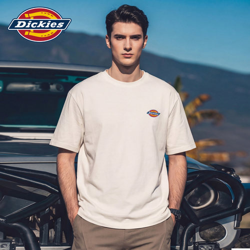 Dickies帝酷适短袖男新款宽松百搭简约情侣潮牌高级圆领印花T恤M