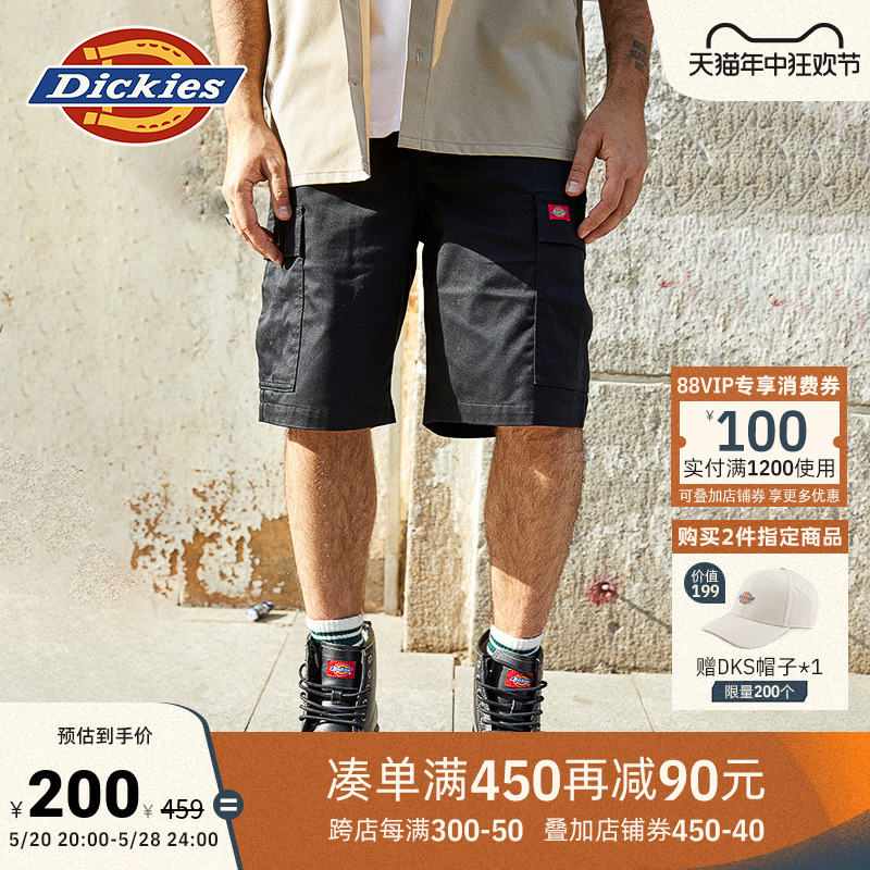 Dickies24春夏新品 内腰抽绳 宽松多口袋休闲工装短裤 男女情侣 男装 短裤 原图主图