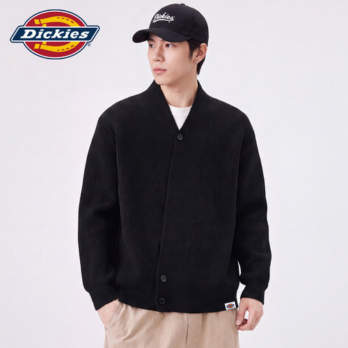 Dickies潮牌国风斜扣V领针织开衫