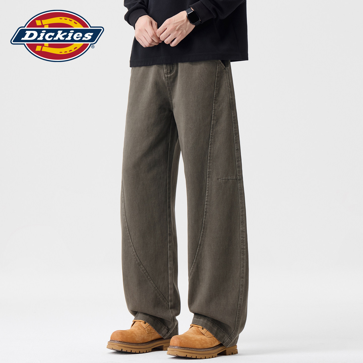 Dickies帝酷适美式潮牌宽松阔腿长裤男士秋季弯刀垂感梭织休闲裤Y