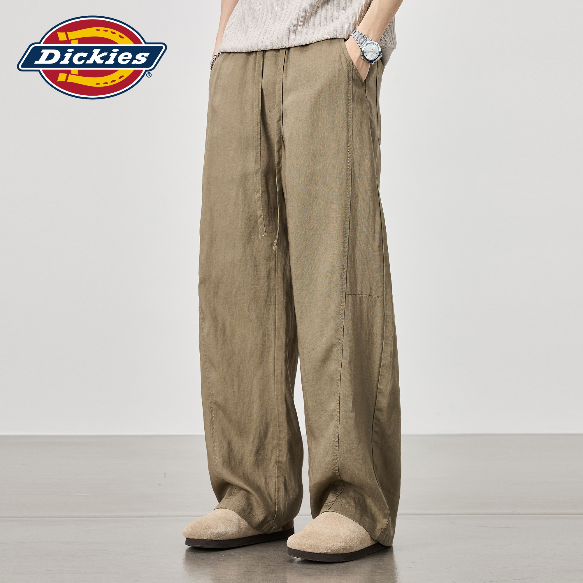 【莱赛尔】Dickies帝酷适夏季薄款休闲裤男亚麻宽松阔腿垂感裤子M