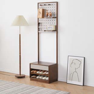 优木家具北美白蜡木换鞋凳全实木鞋凳挂衣架衣帽架北欧原木家具