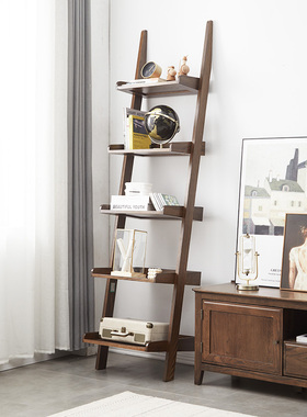 优木家具橡木置物架多层储物架花架全实木展示架书架多层实木书架