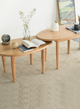 优木家具全实木边几茶几纯橡木圆几小户型客厅咖啡桌北欧简约家具