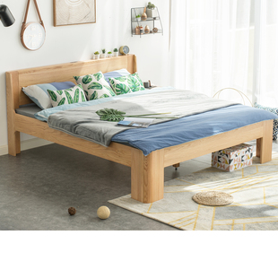 优木家具北美橡木床1.35米全实木床单人床卧室床北欧简约原木家具