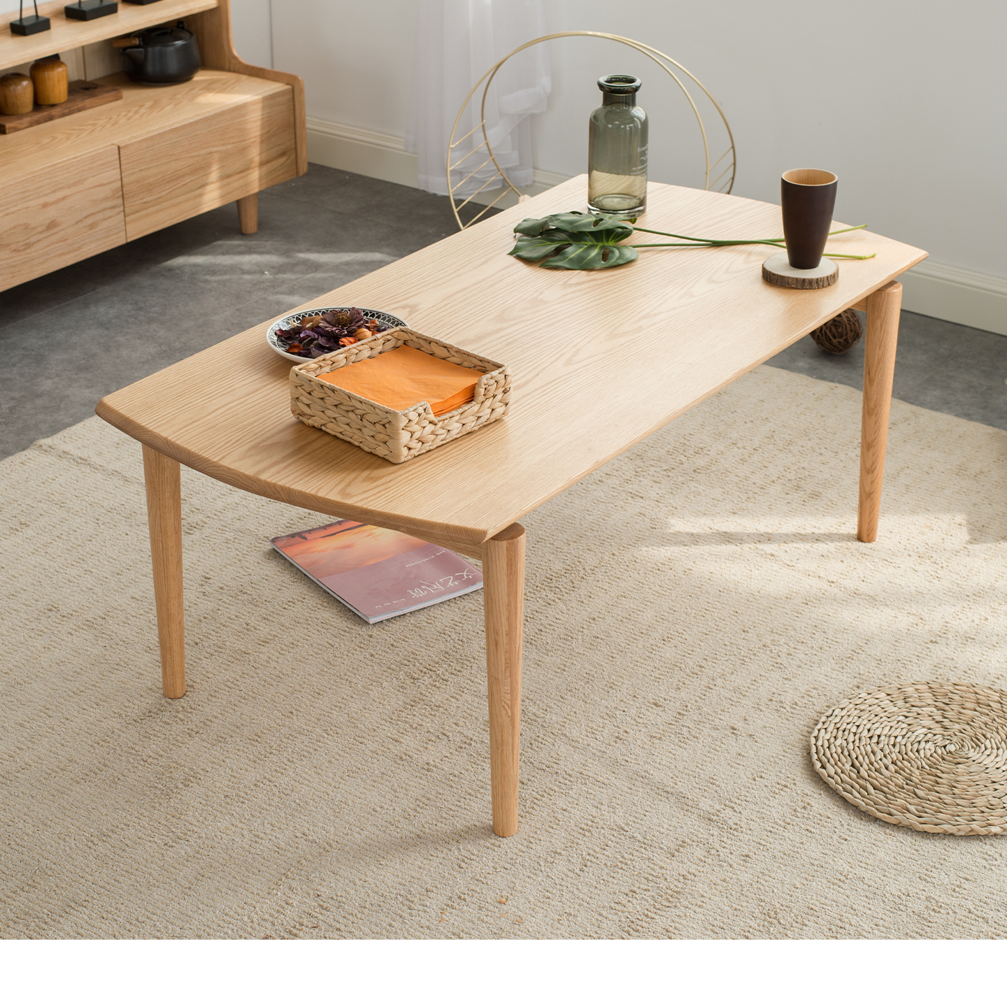 优木家具北美橡木茶几1.2米全实木茶几茶桌小茶几北欧简约原木