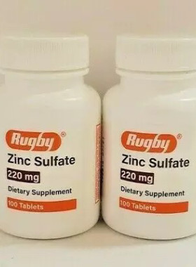 现货Rugby ZINC SULFATE TABS 220MG, 100 Tablet 2瓶