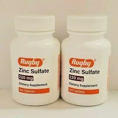 现货Rugby ZINC SULFATE TABS 220MG, 100 Tablet 2瓶
