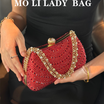 高级感名媛满钻闪闪钻石手提新娘包礼服包晚宴包宴会喜妈妈婚宴包