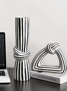 简约条纹花瓶摆件小众抽象艺术品