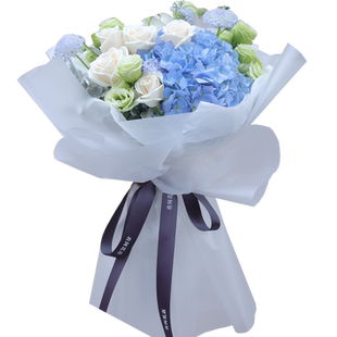 有间花店男士生日花束配送上海同城鲜花速递送男生的花进口蓝绣球
