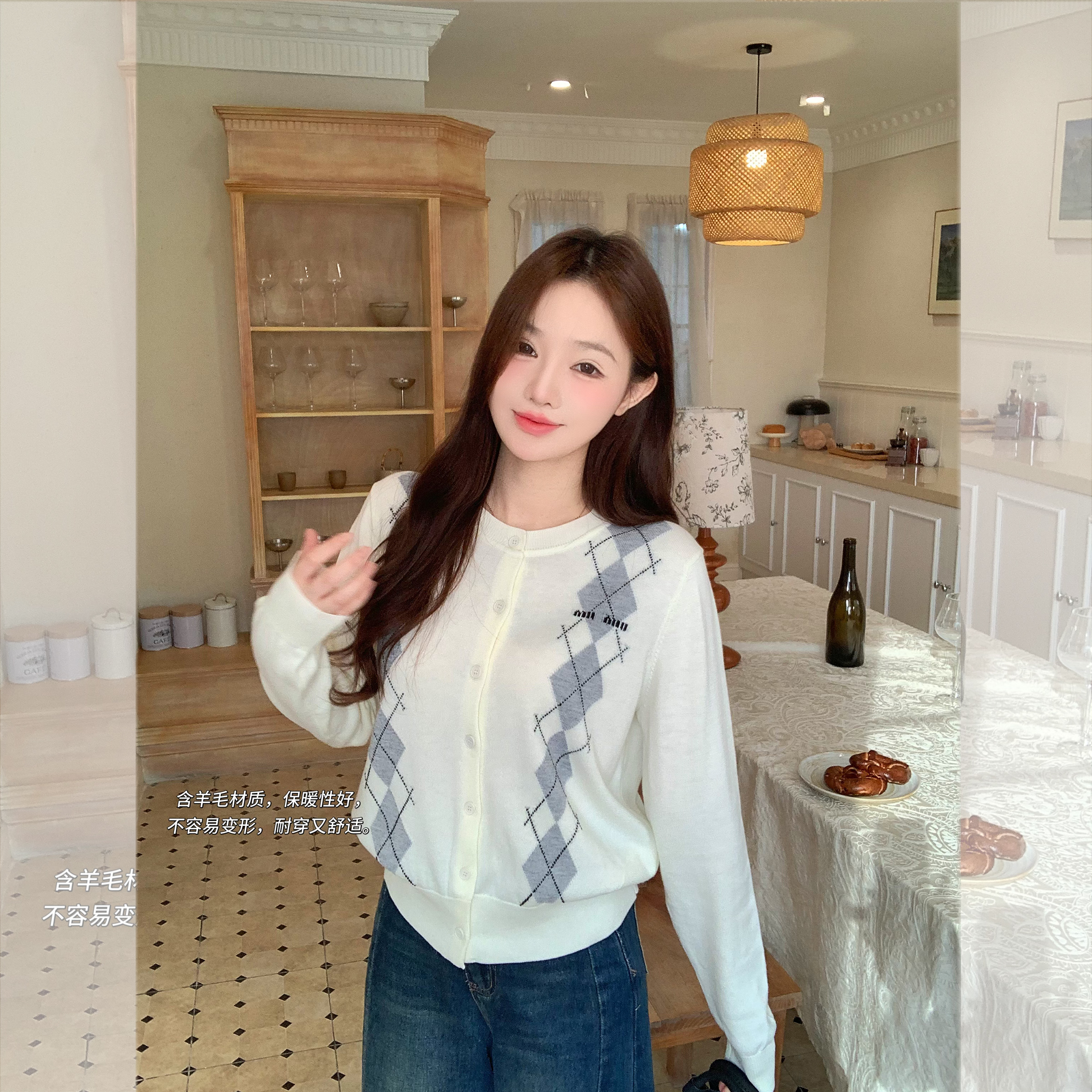 钟菲菲2025新款独特漂亮巨好看的秋季穿搭针织开衫女宽松毛衣羊毛