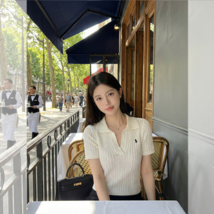 钟菲菲春款2026新款女装针织chic气质上衣短袖高端小资独特漂亮