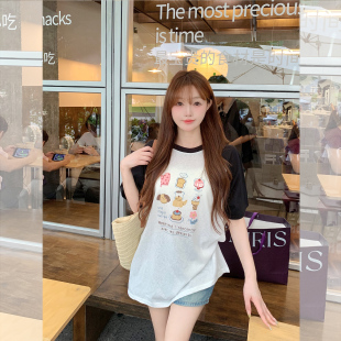 现货闪发钟菲菲冰爽雪花棉小熊印花宽松显瘦短袖 夏 t恤女2026新款