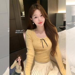 现货闪发黄色毛衣女款2026新款秋冬季高级感独特漂亮麻花针织打底