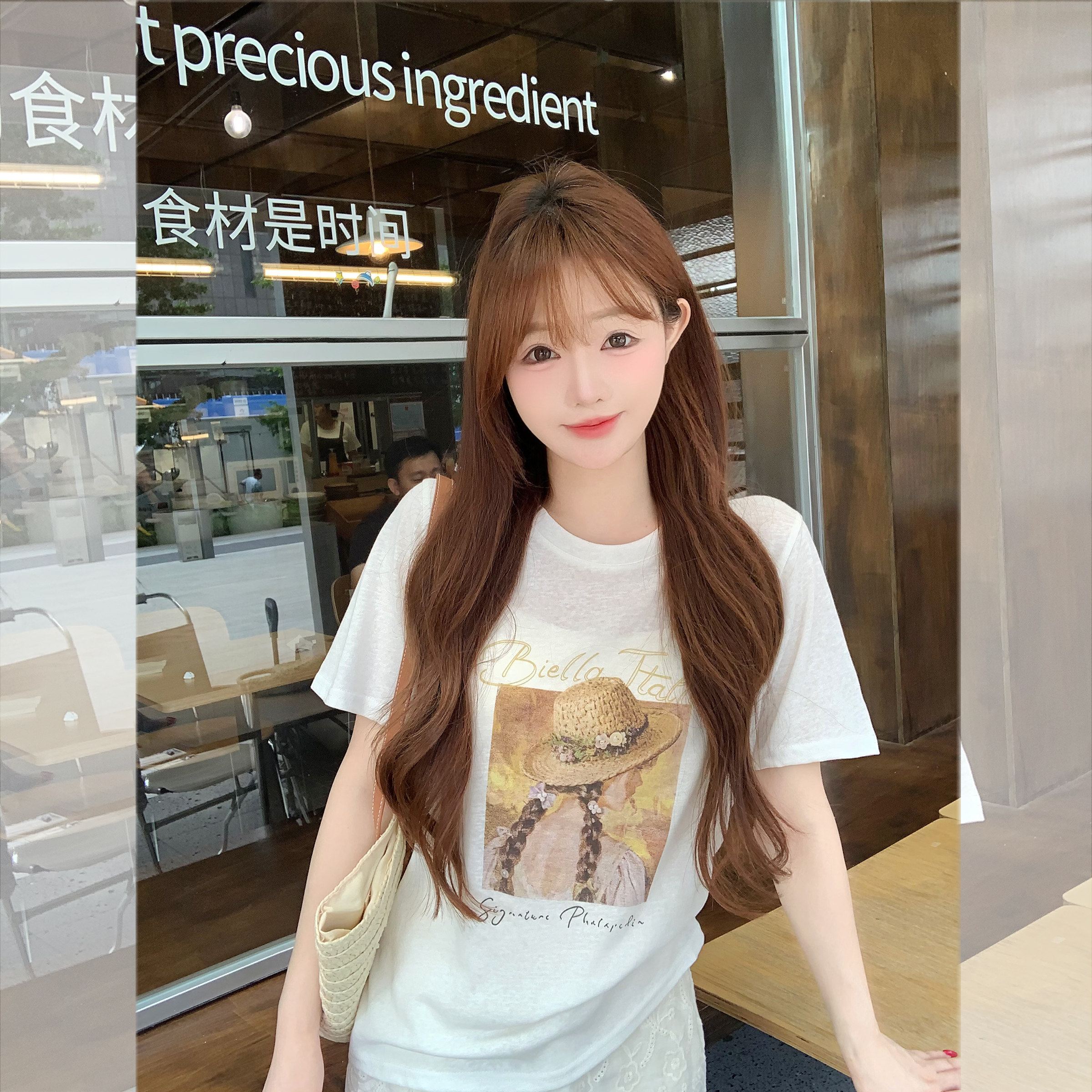现货闪发钟菲菲雪花棉卡通图案短袖女t恤2026新款夏超好看独特漂