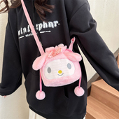 毛绒绒小包女2026新款 时尚 女生单肩斜挎包抽绳卡通手提女孩毛毛包