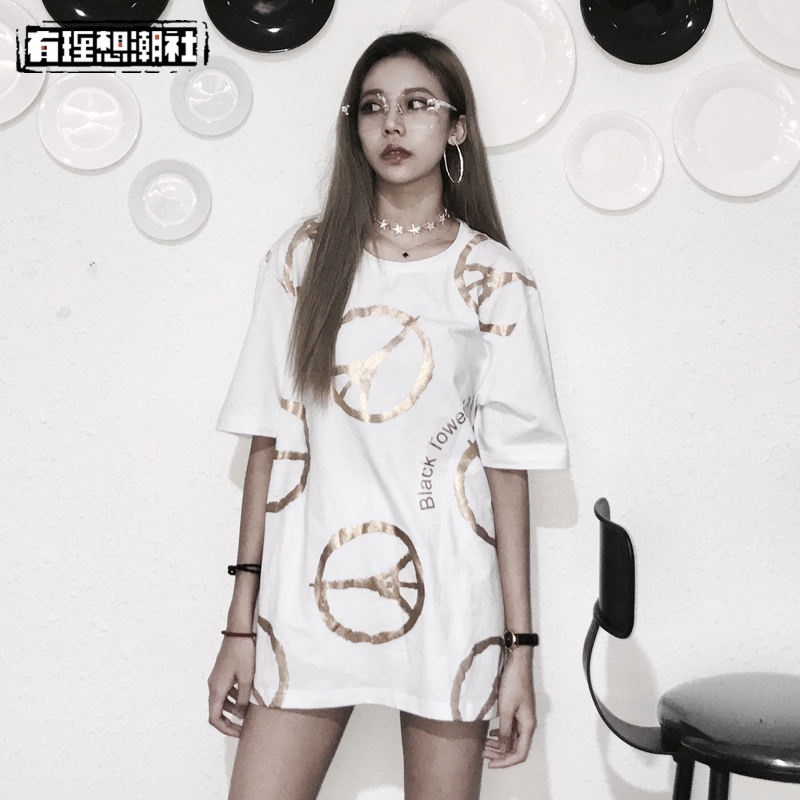 Black tower X.X.X潮牌18SS铁塔印花T恤国潮男女情侣嘻哈宽松短袖